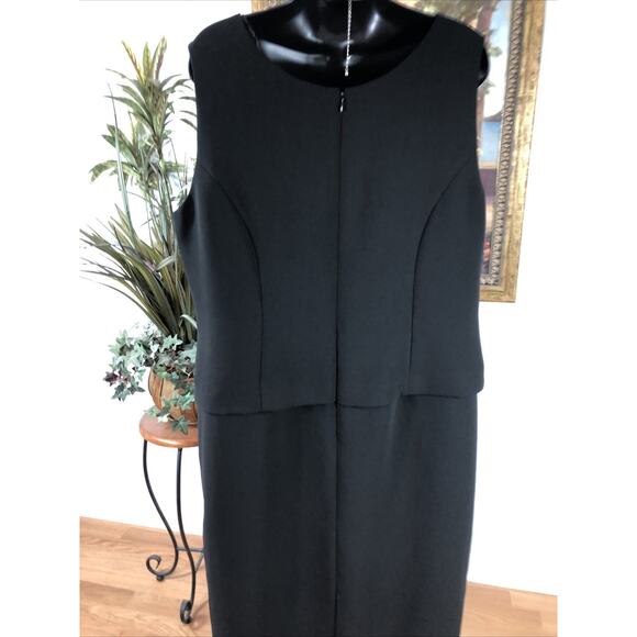 Jessica Howard Women 16W Black Sleeveless Sheath Dress Layered Look Elegant Midi - Picture 6 of 9